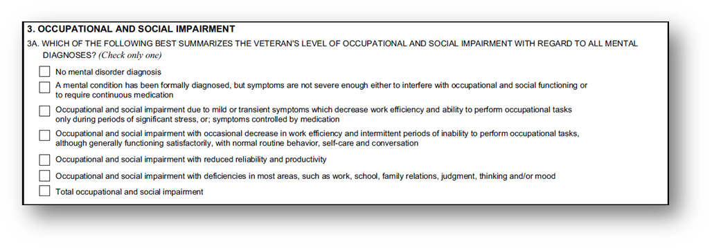 Anxiety DBQ - Occupational and Social Impairment