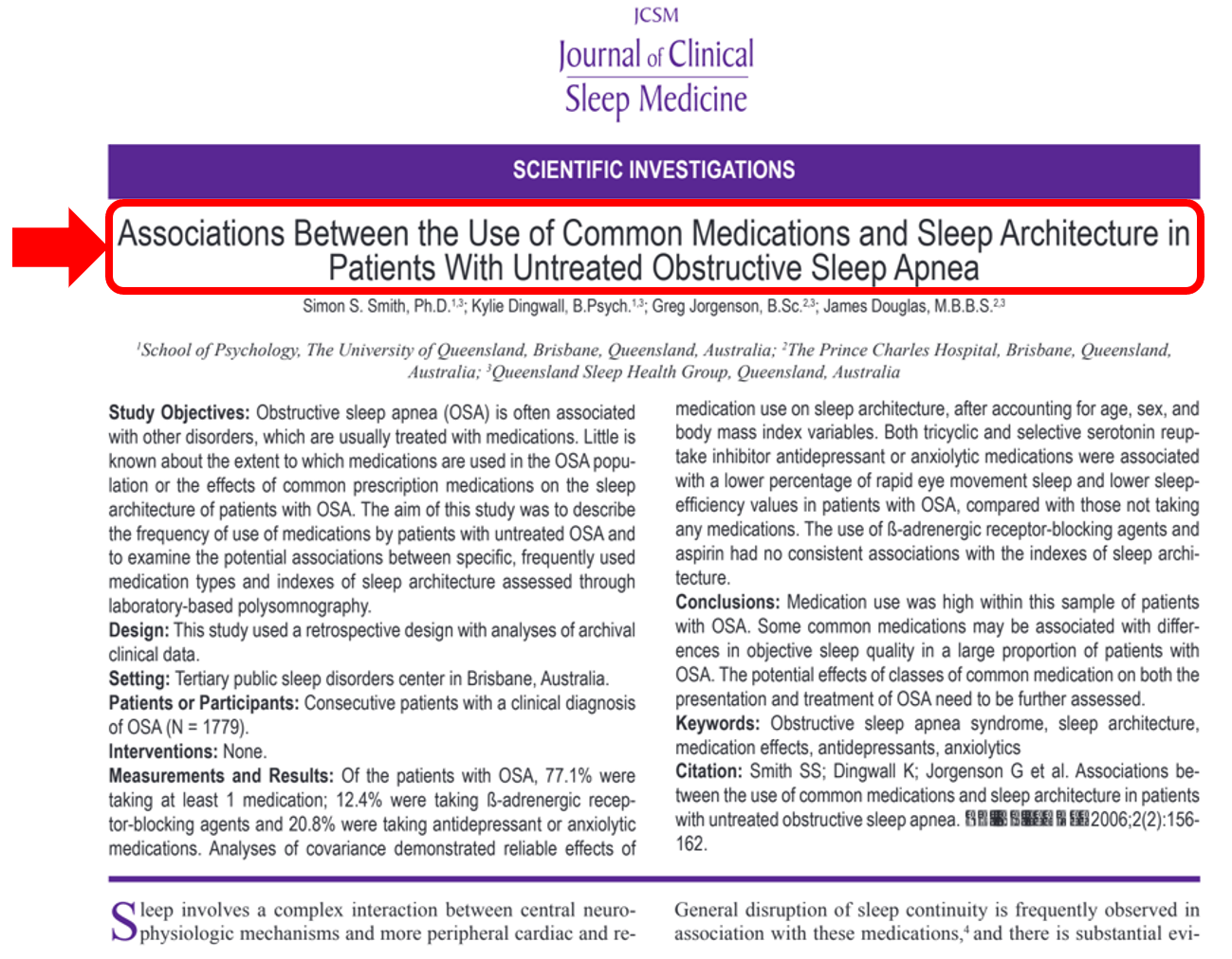 Sleep Apnea secondary to medication side effects research study